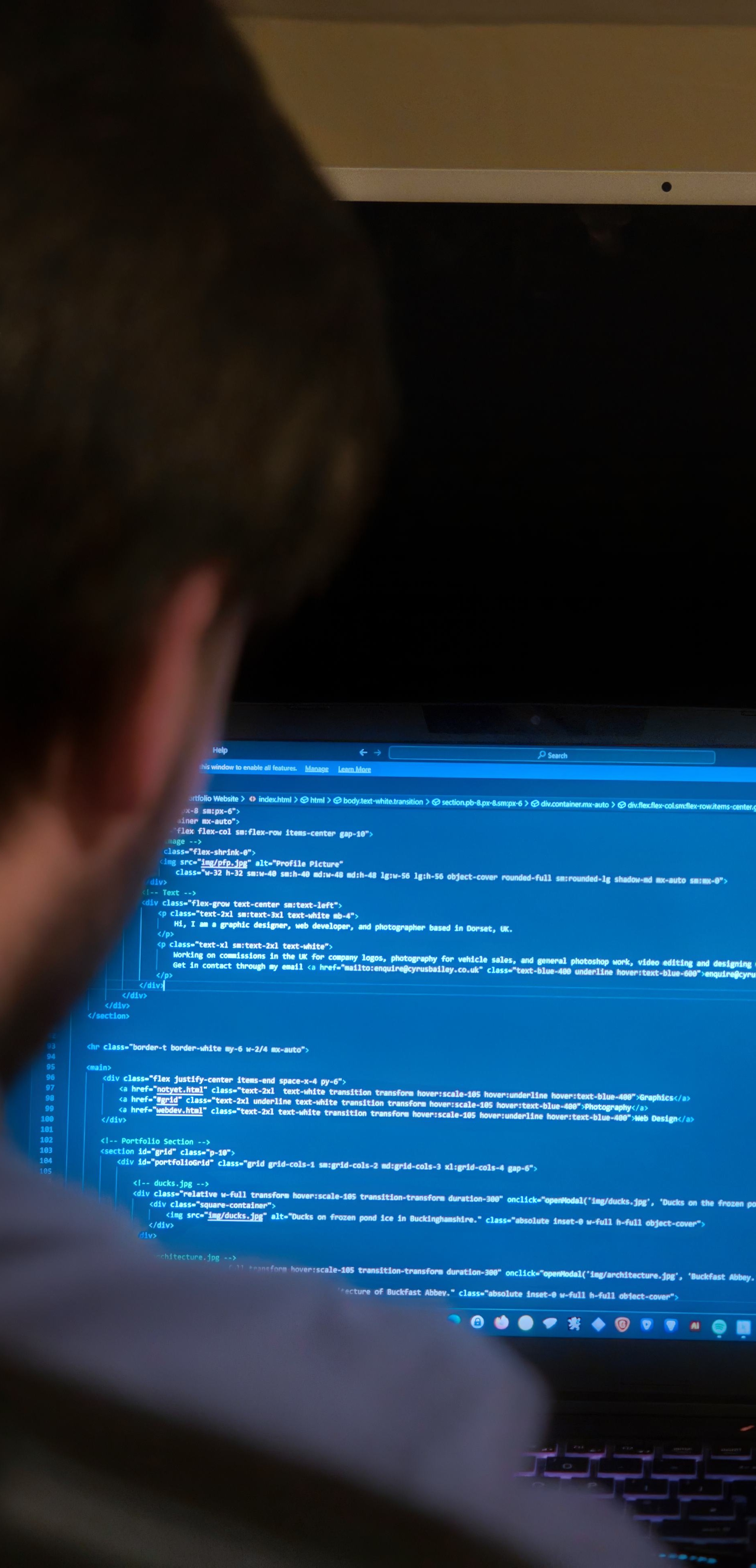 Closeup Coding on a laptop.